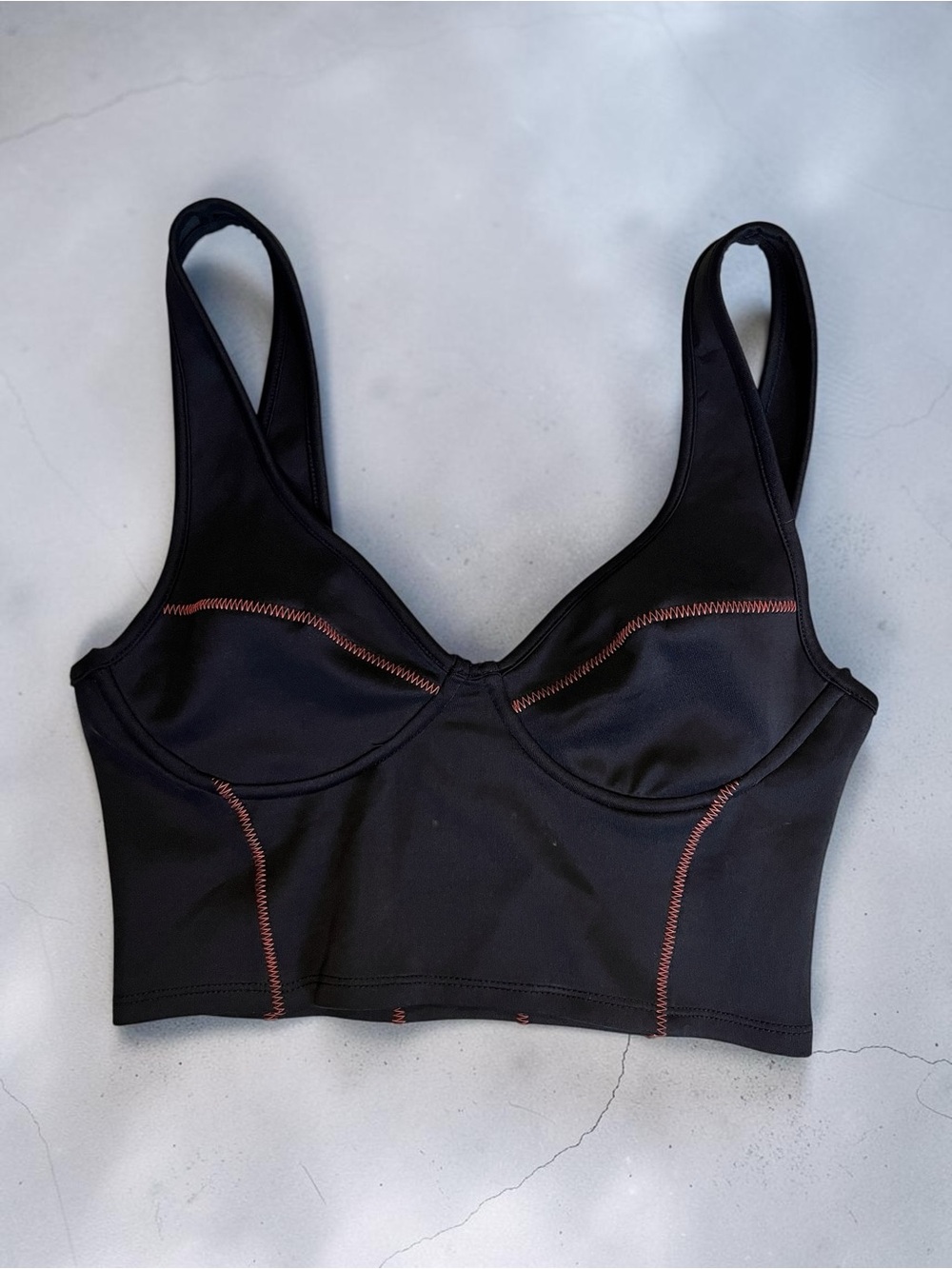 Forever 21 Black Longline Sports Bralette with Contrast Stitching